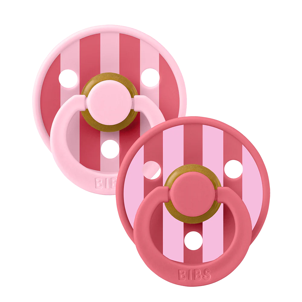 BIBS Studio Colour rund sut str. 2, latex – Baby Pink/Coral (2-pak)