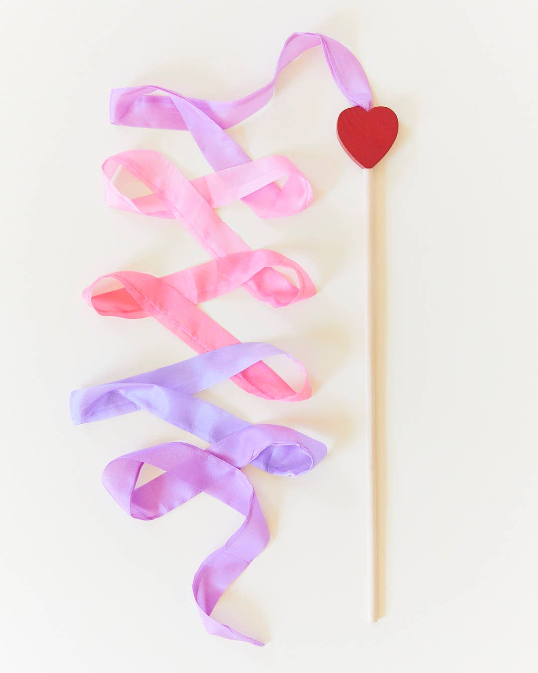 Sarahs Silk Pink & Purple Silk & Wood Streamer - Wand for Pretend Play - - MamaMilla
