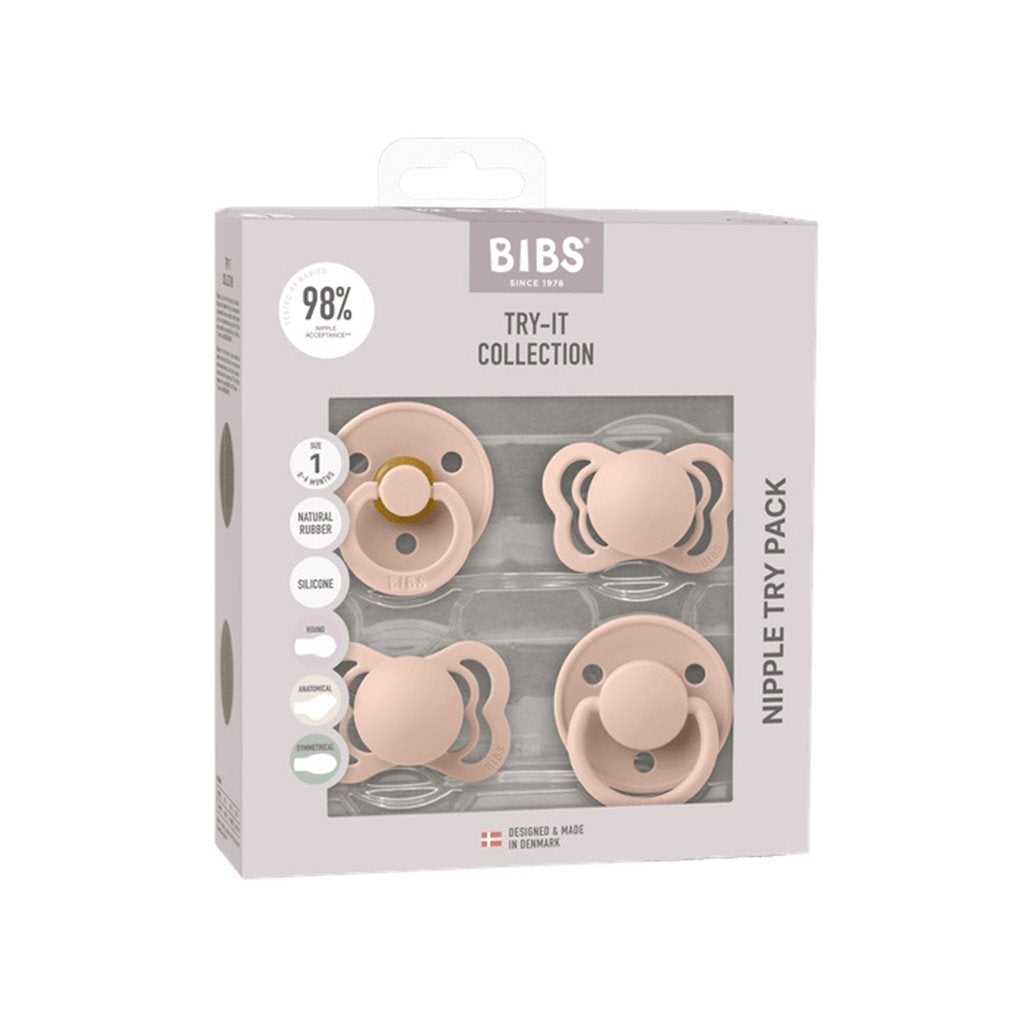 BIBS Try-It Collection startpakke til nyfødte, str. 1 – Blush