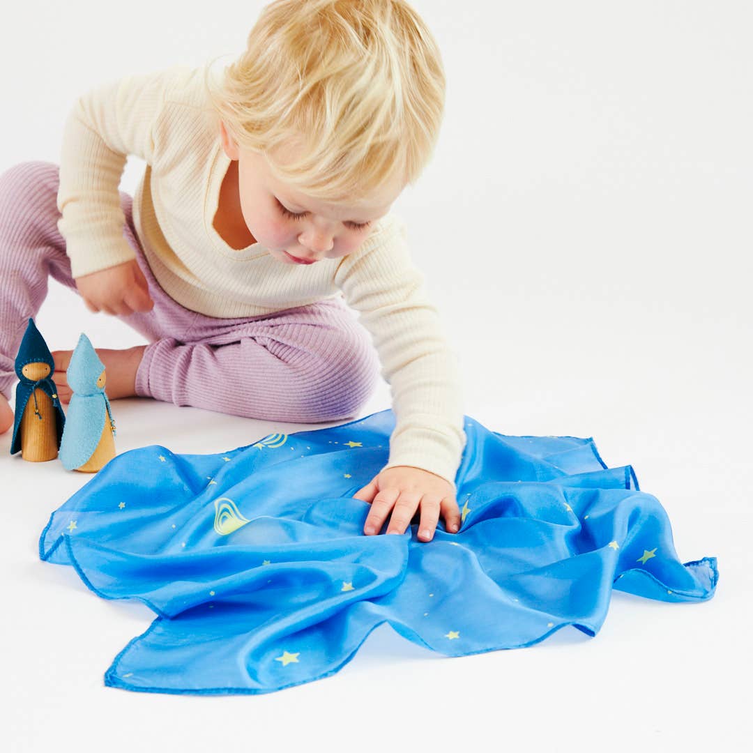 Sarahs Silk Mini Enchanted Playsilks - 100% Silk Natural, Waldorf Toys: Starry Night - - MamaMilla
