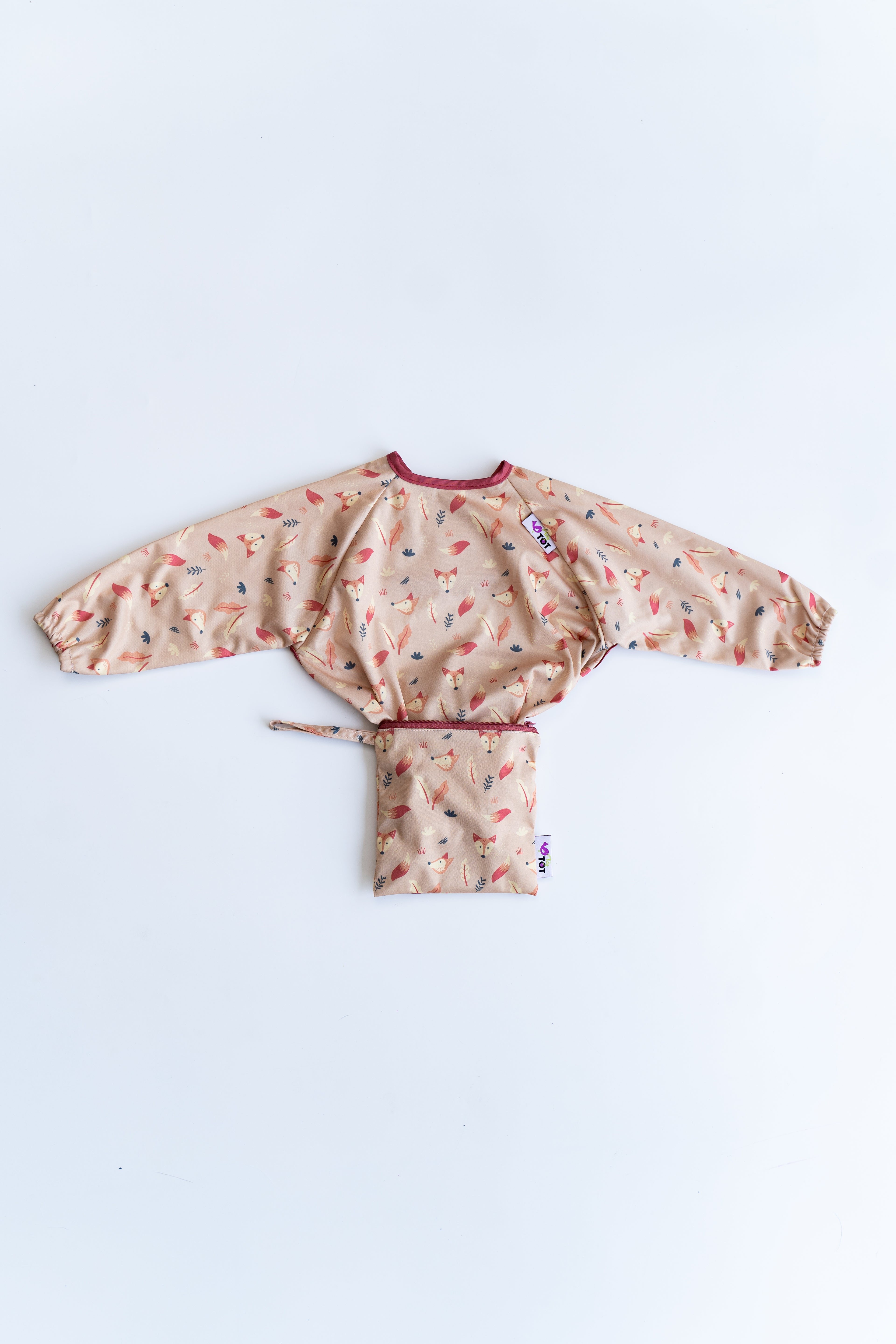 Tidy Tot Hagesmæk med Sugekop (lange ærmer) - Sand Ræv - Hagesmæk med ærmer - MamaMilla