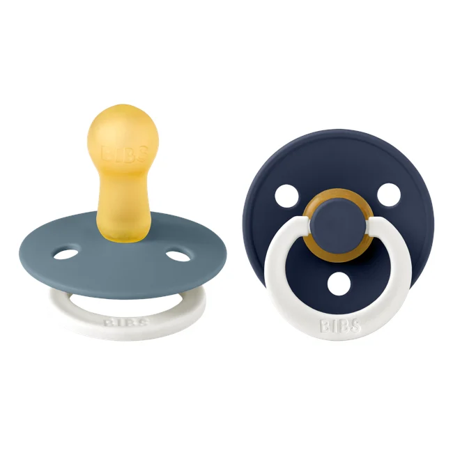 BIBS Colour ronde fopspeen maat 2 – Petrol GLOW/Deep Space GLOW (2-pack)