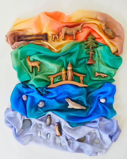 Sarahs Silk Earth Playsilks - Open-Ended 100% Silk, Natural Waldorf Toys: Forest - - MamaMilla