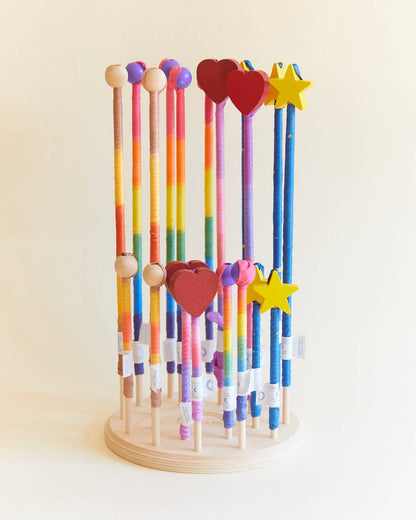 Sarahs Silk Rainbow Silk &amp; Wood Streamer - Wand for Pretend Play - - MamaMilla