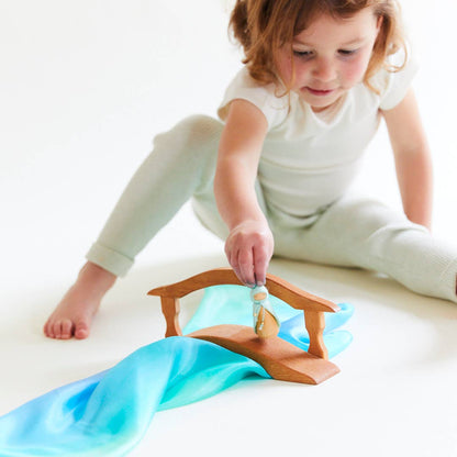 Sarahs Silk Mini Enchanted Playsilks - 100% Silk Natural, Waldorf Toys: Sea - - MamaMilla