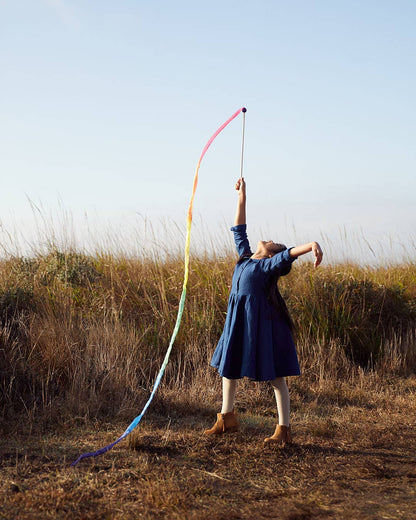 Sarahs Silk Rainbow Silk &amp; Wood Streamer - Wand for Pretend Play - - MamaMilla
