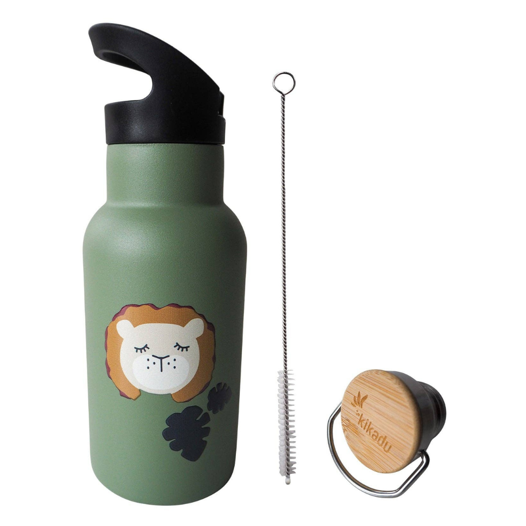 Kikadu Drikkedunk til Børn - Rustfri Stål - Oliven Løve