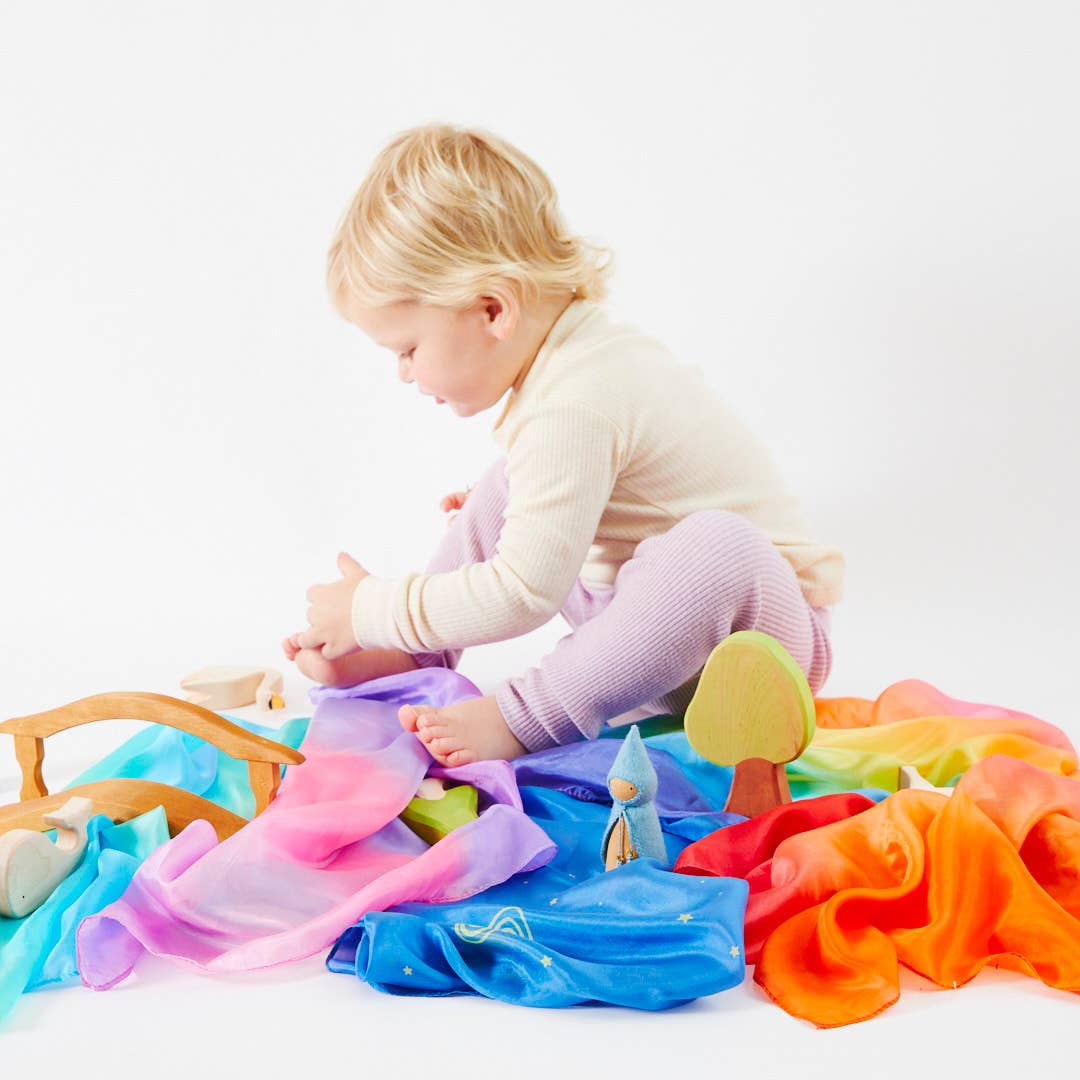 Sarahs Silk Mini Enchanted Playsilks - 100% Silk Natural, Waldorf Toys: Sea - - MamaMilla