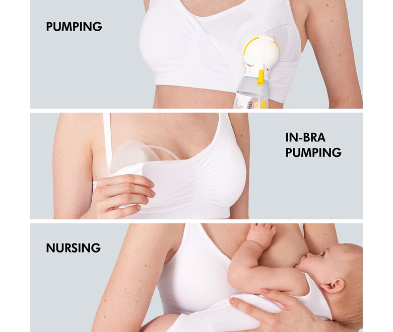 Medela Komfortabel 3-i-1 amme- og pumpe-BH, hvid, str. L - MamaMilla