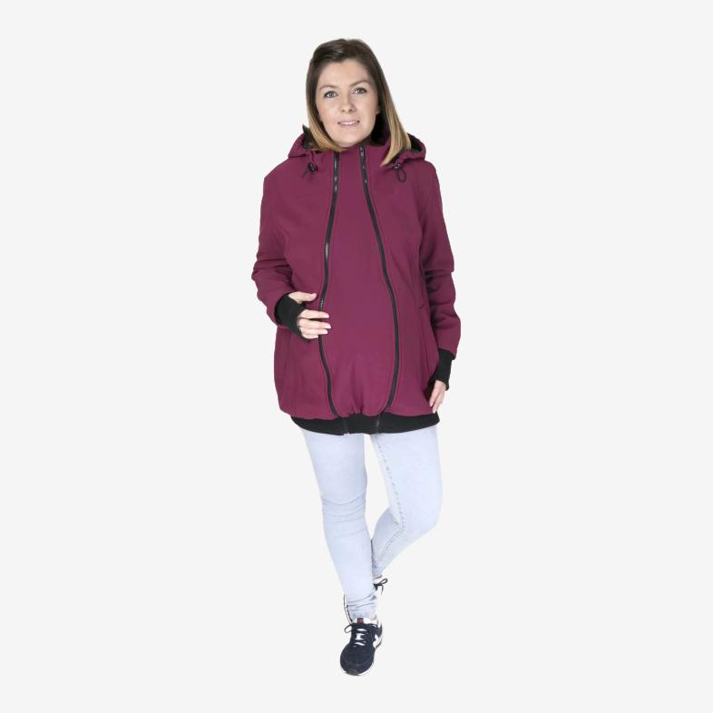Fun2bemum 4i1 softshell bære- og graviditetsjakke også til rygbæring - Blommefarvet - Bærejakke - MamaMilla